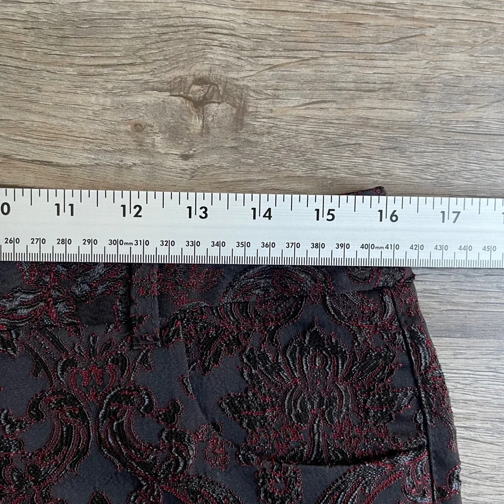 Soft Surroundings Brocade Pants Womens 8 Burgundy Damask Jacquard Goth Victorian